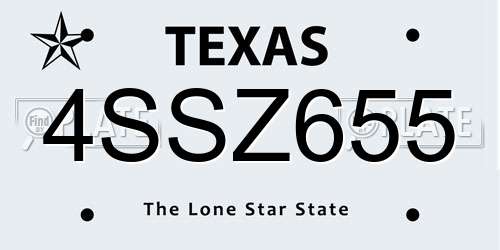 4SSZ655 Texas License Plate