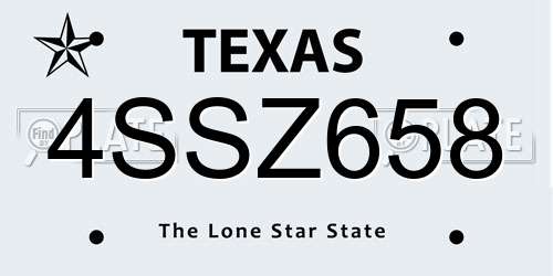 4SSZ658 Texas License Plate