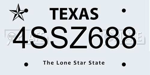 4SSZ688 Texas License Plate