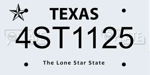 4ST1125 Texas License Plate