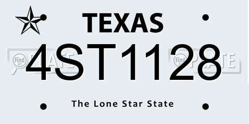 4ST1128 Texas License Plate