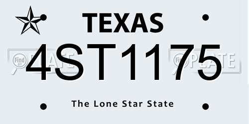 4ST1175 Texas License Plate