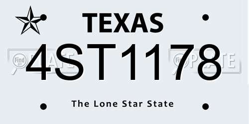 4ST1178 Texas License Plate