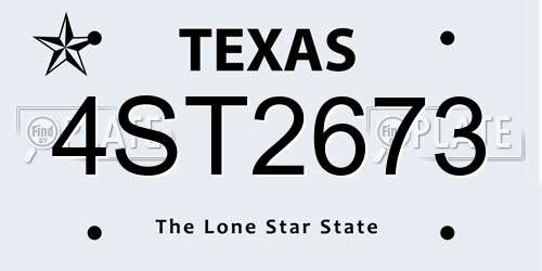 4ST2673 Texas License Plate