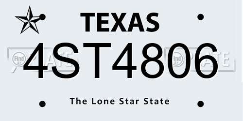 4ST4806 Texas License Plate