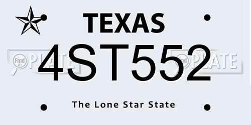 4ST552 Texas License Plate