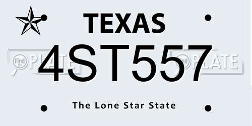 4ST557 Texas License Plate