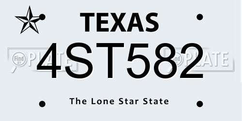 4ST582 Texas License Plate