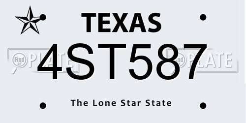 4ST587 Texas License Plate