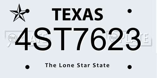 4ST7623 Texas License Plate
