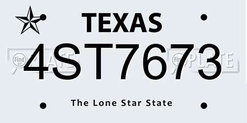 4ST7673 Texas License Plate
