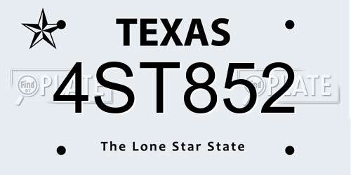 4ST852 Texas License Plate