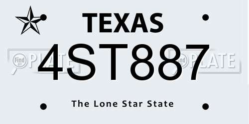 4ST887 Texas License Plate