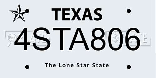 4STA806 Texas License Plate