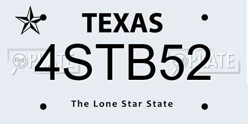 4STB52 Texas License Plate