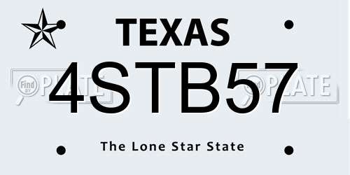 4STB57 Texas License Plate