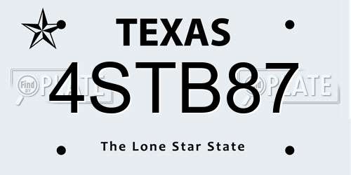 4STB87 Texas License Plate