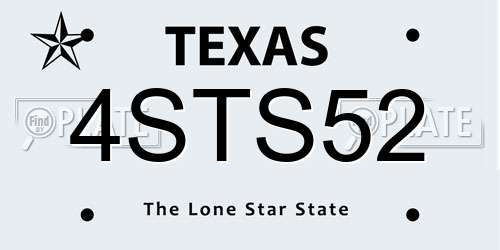 4STS52 Texas License Plate