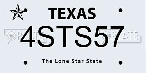 4STS57 Texas License Plate