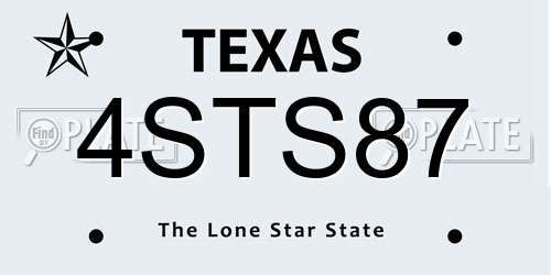 4STS87 Texas License Plate