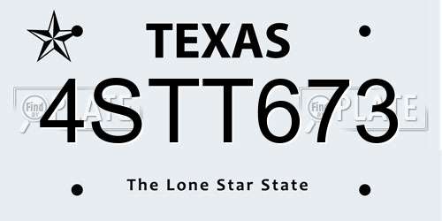 4STT673 Texas License Plate