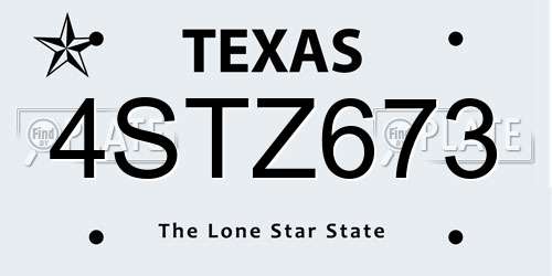 4STZ673 Texas License Plate