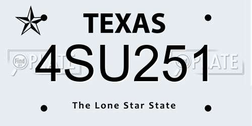 4SU251 Texas License Plate