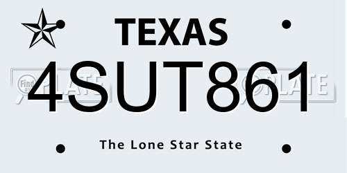 4SUT861 Texas License Plate