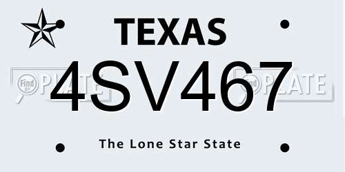 4SV467 Texas License Plate