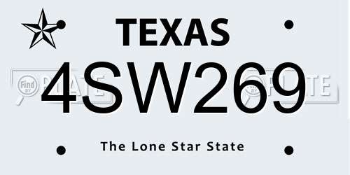4SW269 Texas License Plate