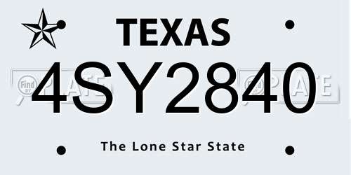 4SY2840 Texas License Plate