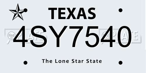 4SY7540 Texas License Plate