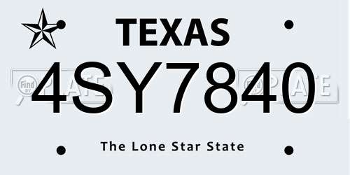 4SY7840 Texas License Plate