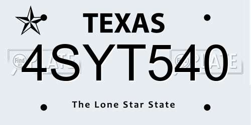 4SYT540 Texas License Plate