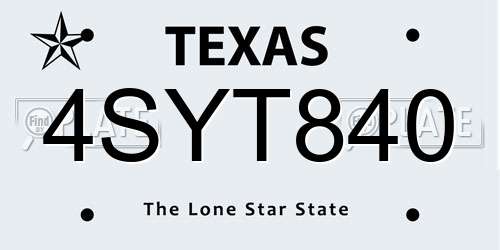 4SYT840 Texas License Plate