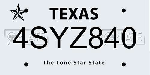 4SYZ840 Texas License Plate