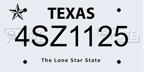 4SZ1125 Texas License Plate