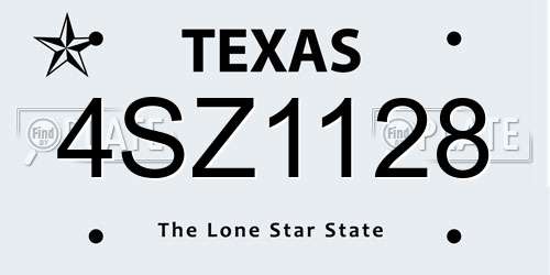 4SZ1128 Texas License Plate