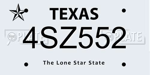 4SZ552 Texas License Plate