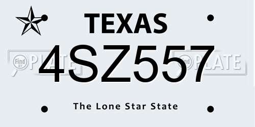 4SZ557 Texas License Plate