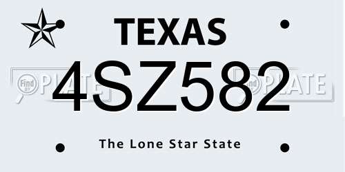 4SZ582 Texas License Plate