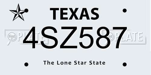 4SZ587 Texas License Plate