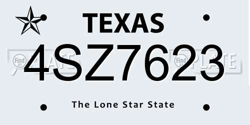 4SZ7623 Texas License Plate
