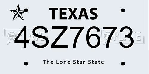 4SZ7673 Texas License Plate