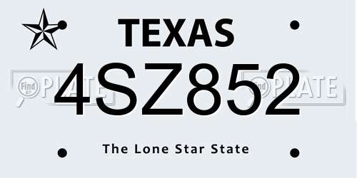 4SZ852 Texas License Plate