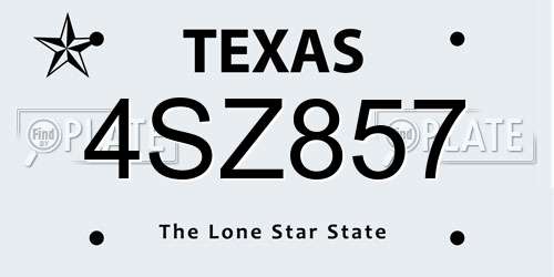 4SZ857 Texas License Plate