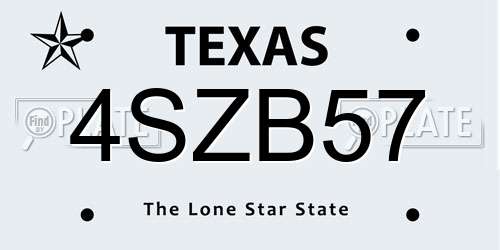 4SZB57 Texas License Plate