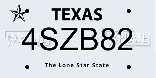 4SZB82 Texas License Plate