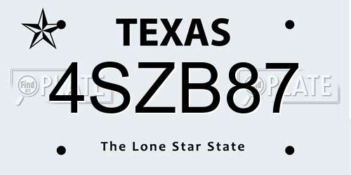 4SZB87 Texas License Plate