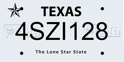 4SZI128 Texas License Plate